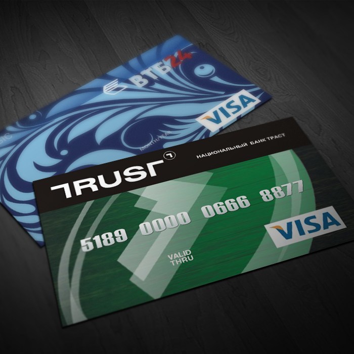 Cards of VTB and TRUST
