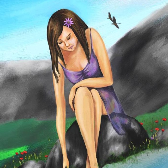 A girl near the river