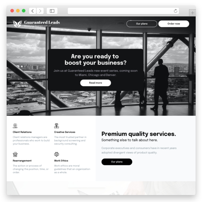 Guaranteedleads – Landing page